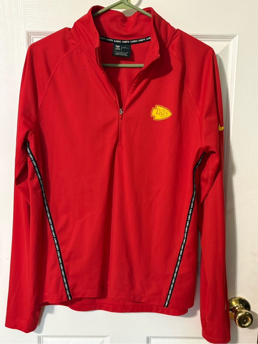 Nike Red Men's Performance Quarter-Zip Pullover with Yellow Logo